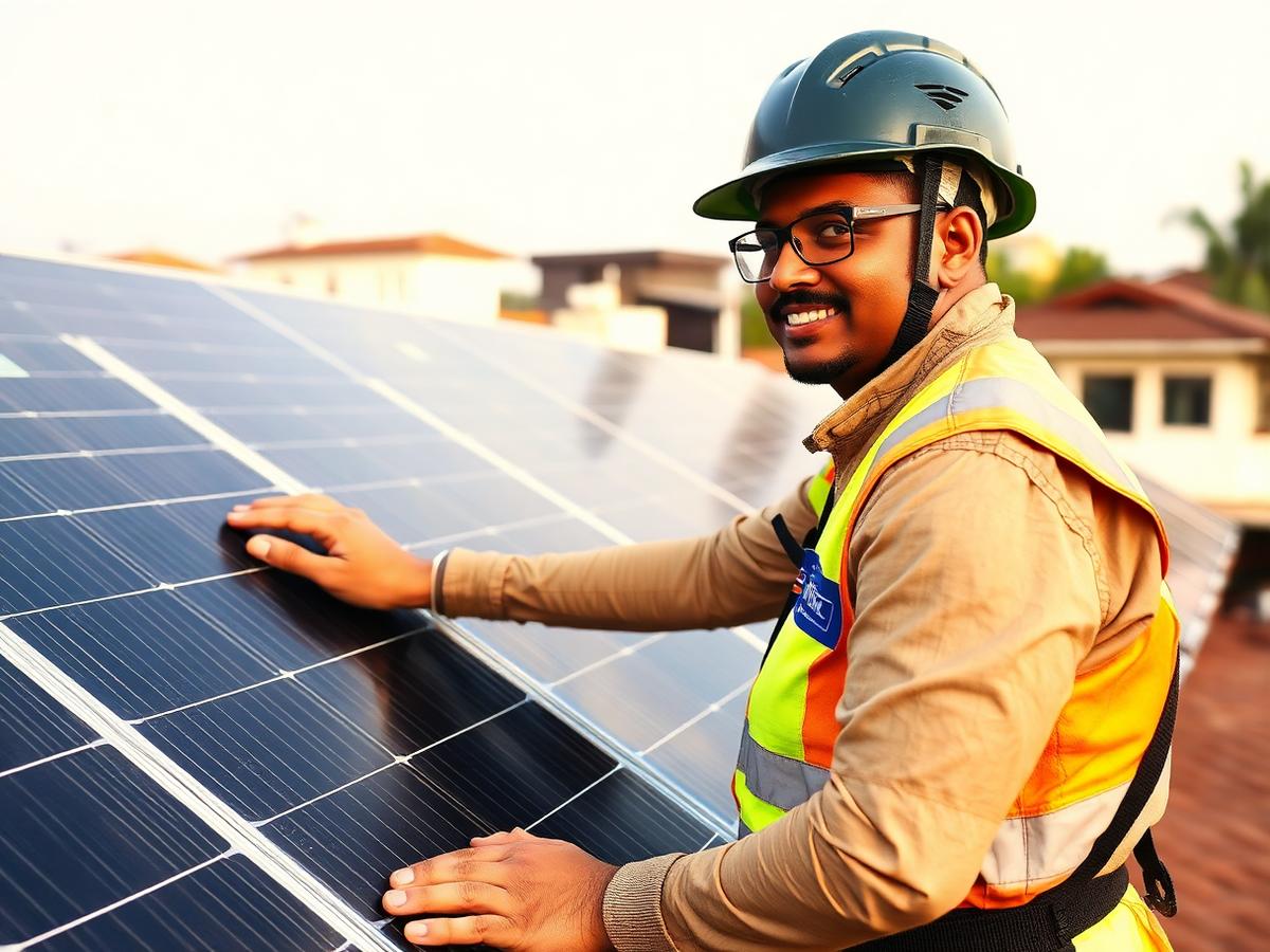 Energyexpressions technician installing solar panels
